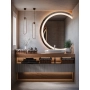 Lustro łazienkowe okrągłe ścięty bok z podświetleniem - MAIA LED ŚCIĘTY BOK